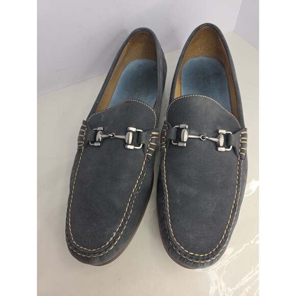 Peter Millar Catalina Horsebit Driving Loafers Blue Navy  Calfskin Suede Sz 10.5